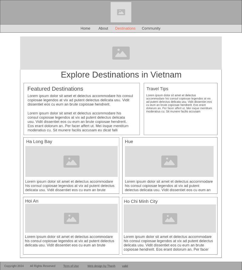 Destination wireframe for my final project